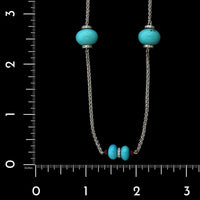 18K White Gold Estate Turquoise, Ruby and Diamond Necklace