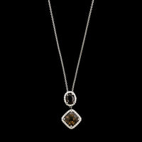 14K White Gold Estate Smoky Quartz and Diamond Pendant Necklace