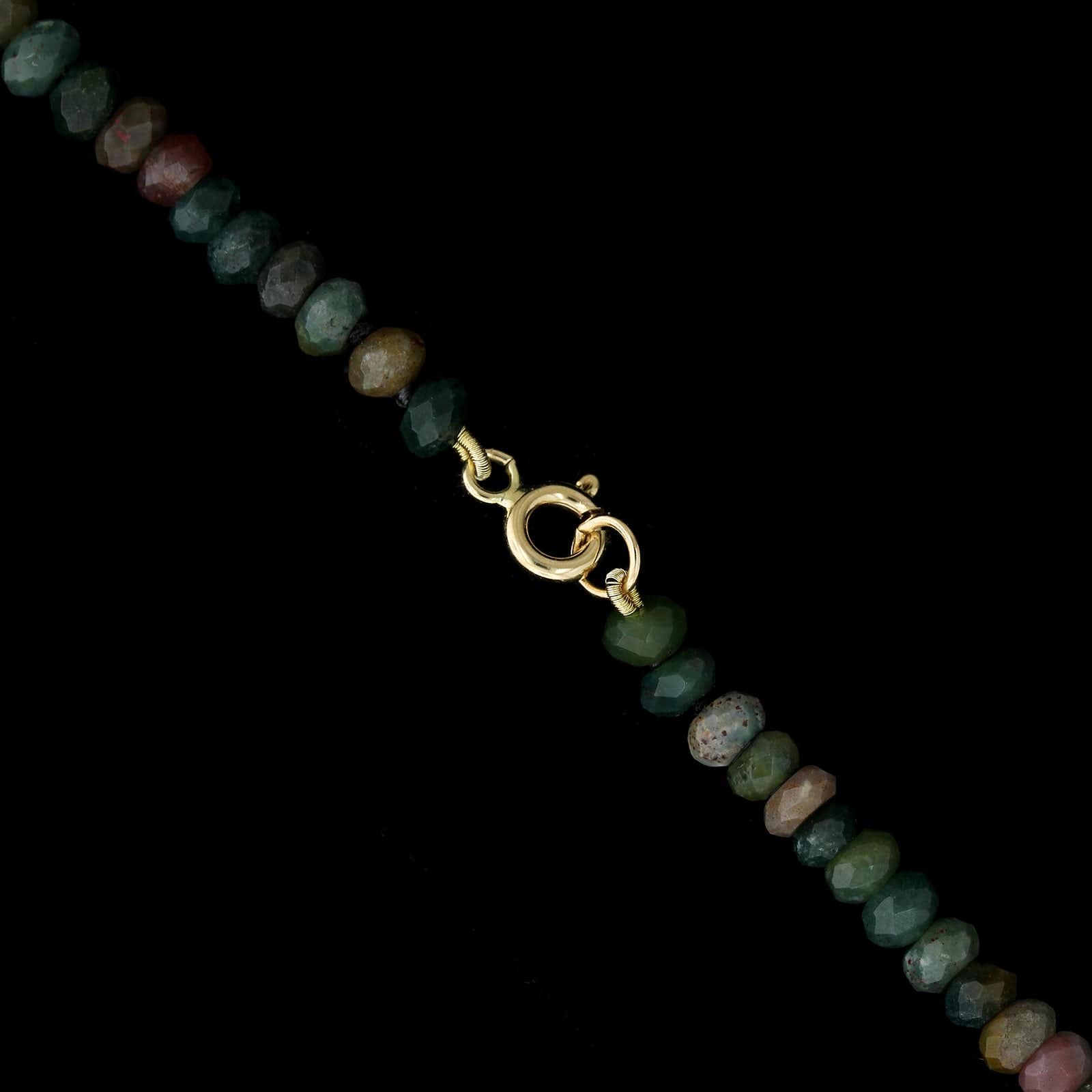 14K Yellow Gold Estate Multicolor Jasper Faceted Bead Necklace