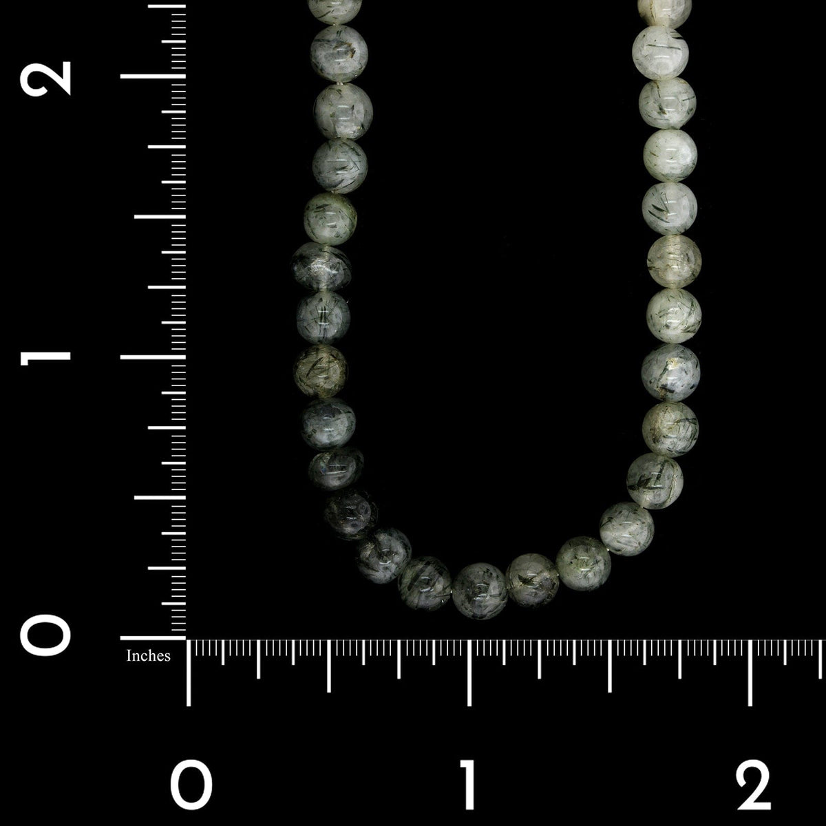 14K White Gold Estate Tourmalinated Quartz Bead Necklace