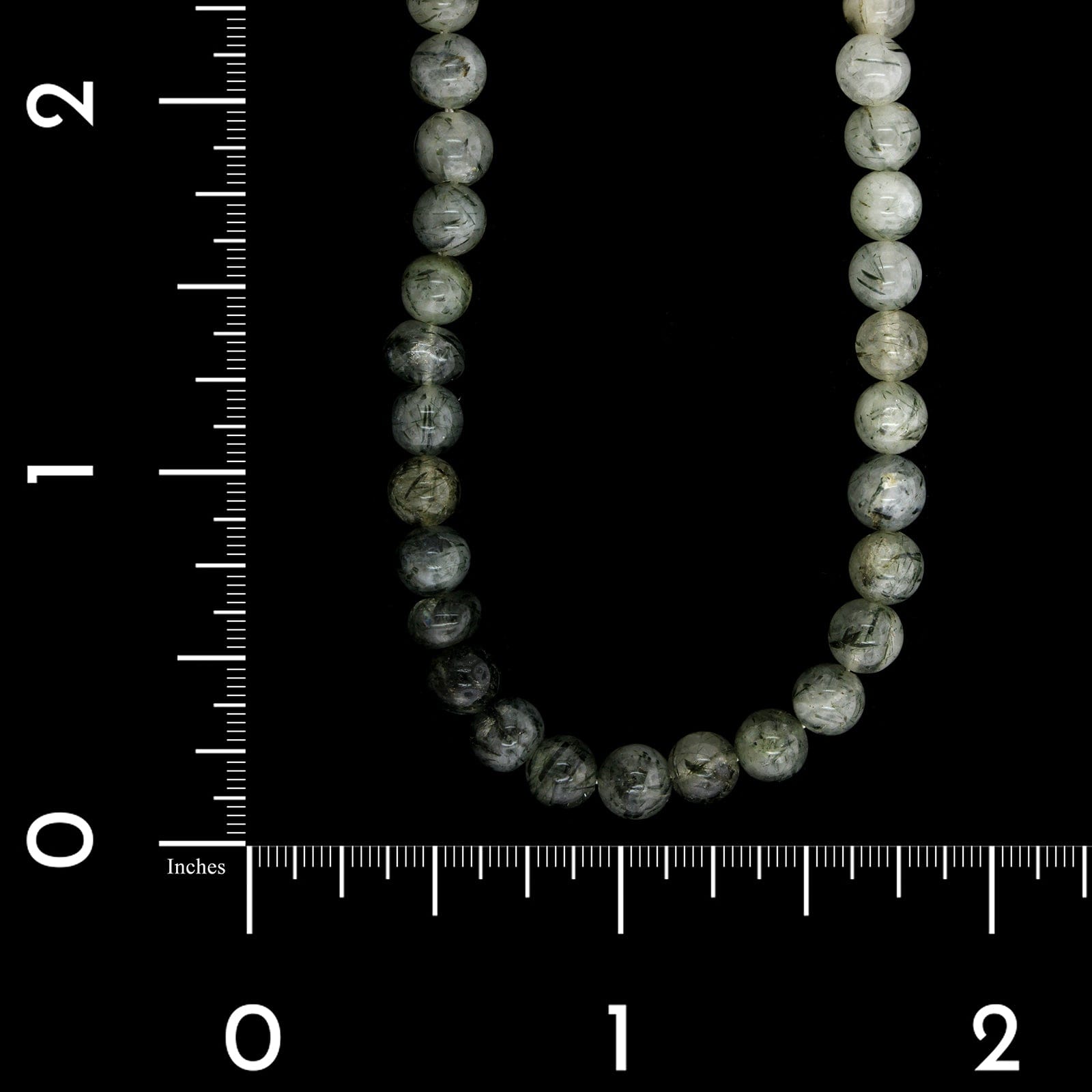 14K White Gold Estate Tourmalinated Quartz Bead Necklace
