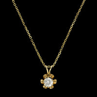 14K Yellow Gold Estate Diamond Pendant Necklace