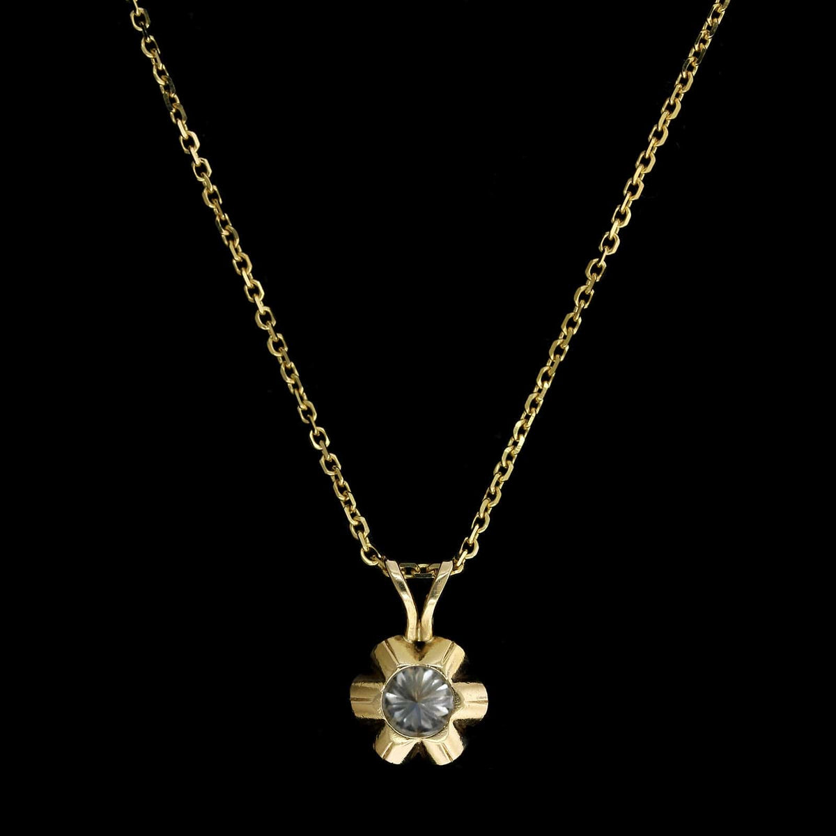 14K Yellow Gold Estate Diamond Pendant Necklace