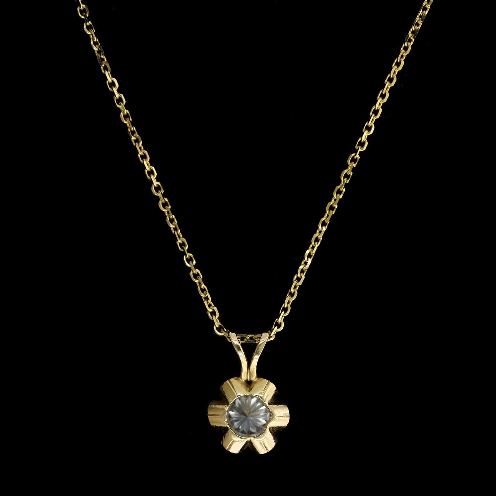 14K Yellow Gold Estate Diamond Pendant Necklace