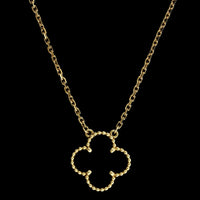Van Cleef & Arpels 18K Yellow Gold Estate Onyx 'Vintage Alhambra' Pendant Necklace
