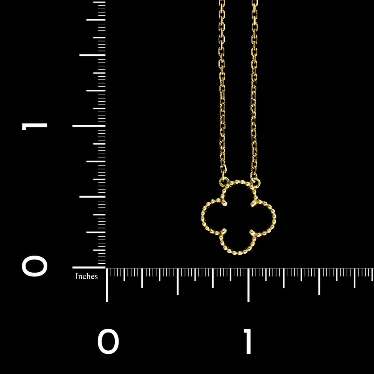 Van Cleef & Arpels 18K Yellow Gold Estate Onyx 'Vintage Alhambra' Pendant Necklace