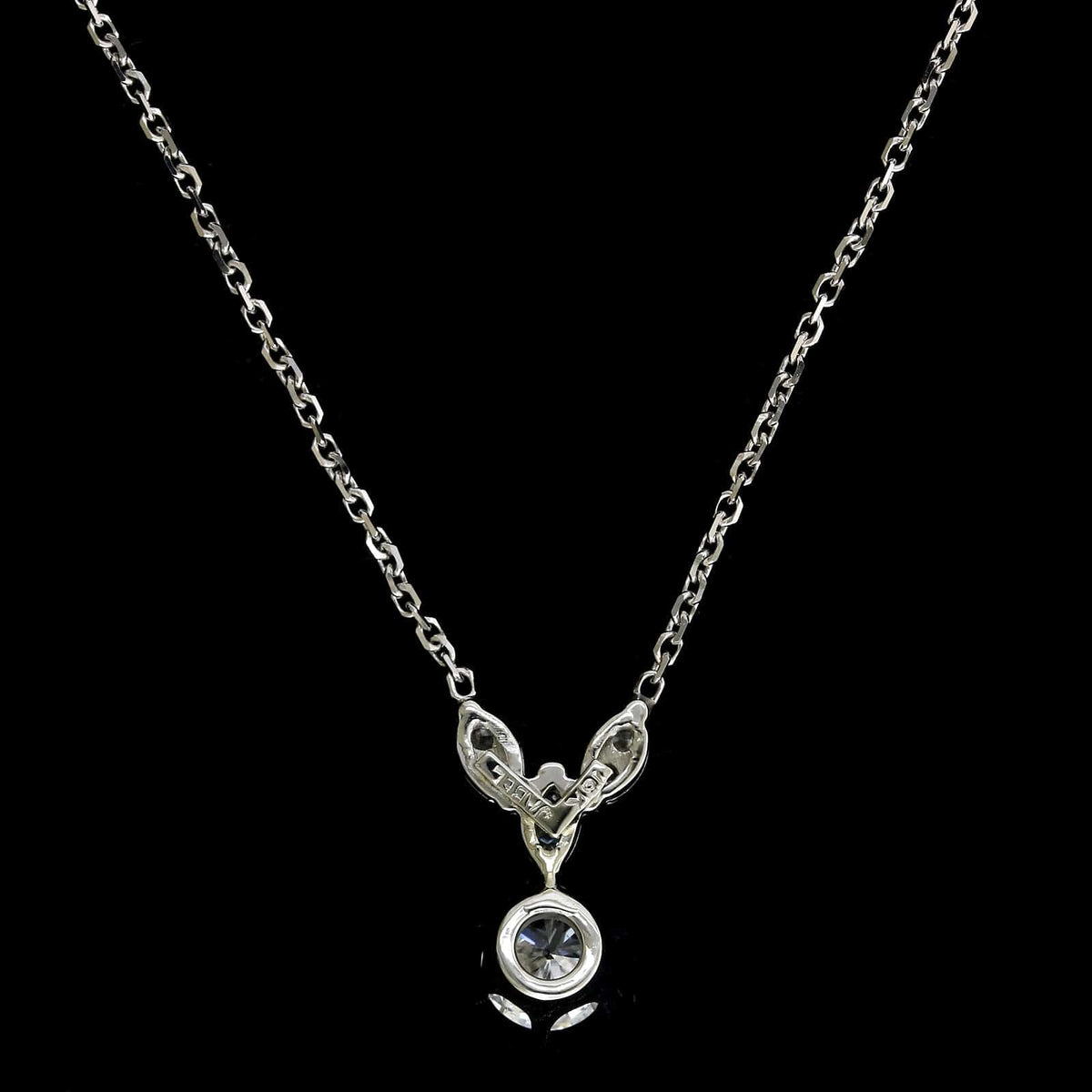 14K White Gold Estate Diamond Solitaire Pendant