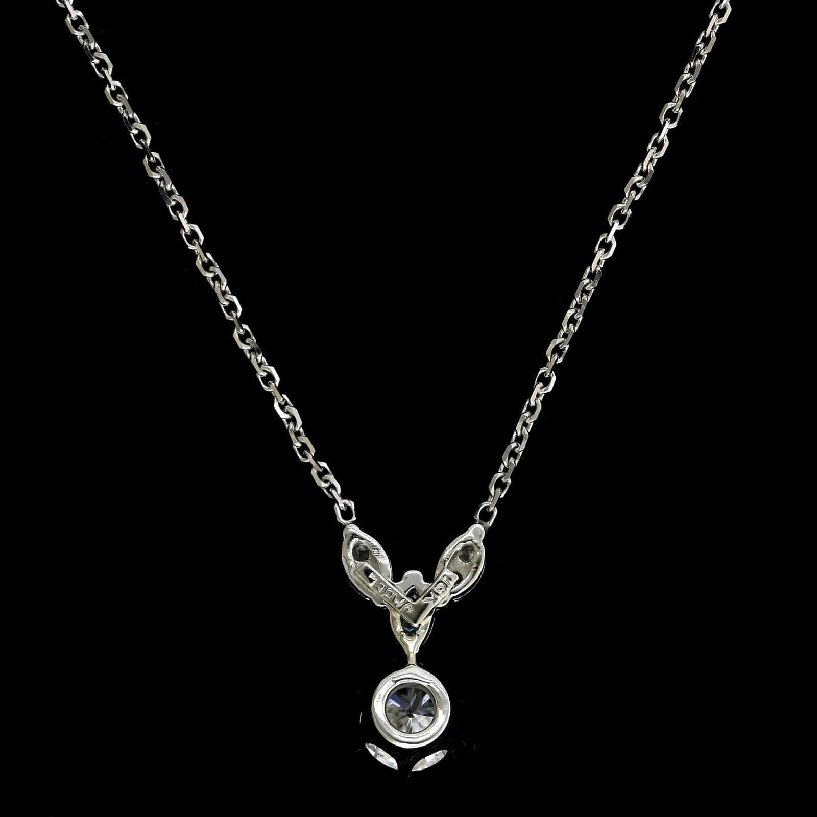 14K White Gold Estate Diamond Solitaire Pendant