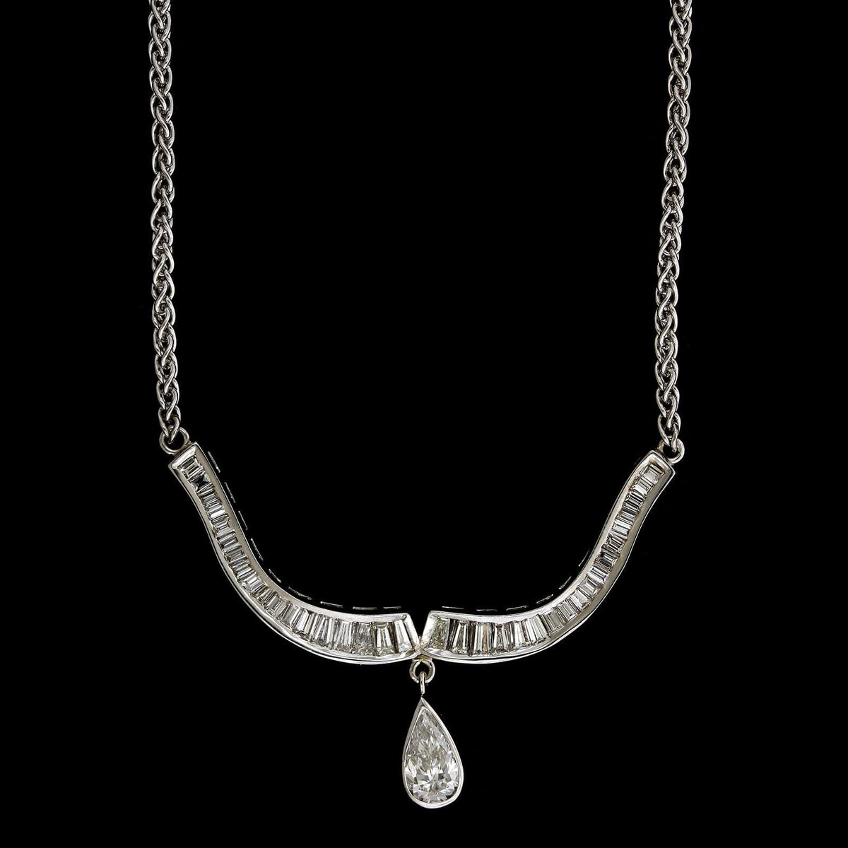 14K White Gold Estate Diamond Necklace