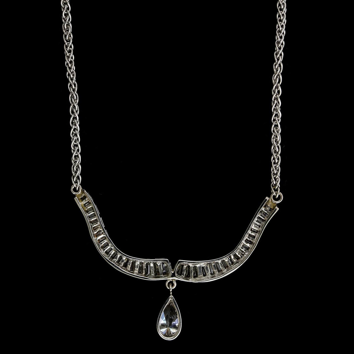14K White Gold Estate Diamond Necklace