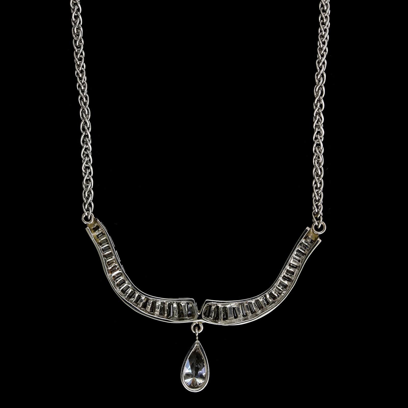 14K White Gold Estate Diamond Necklace