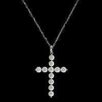 18K White Gold Estate Diamond Cross Pendant