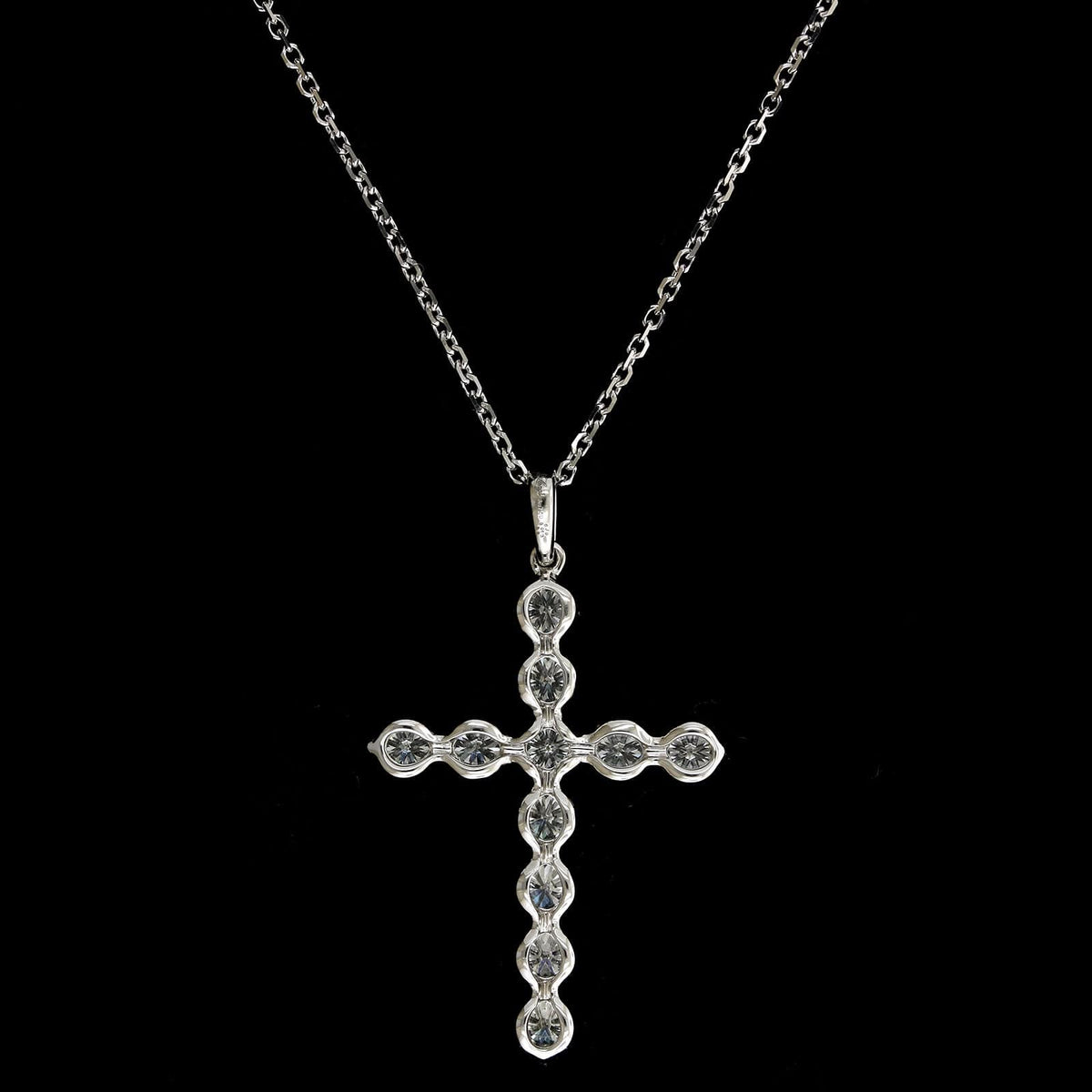 18K White Gold Estate Diamond Cross Pendant
