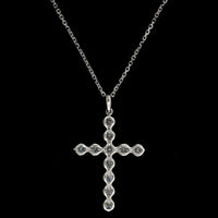 18K White Gold Estate Diamond Cross Pendant