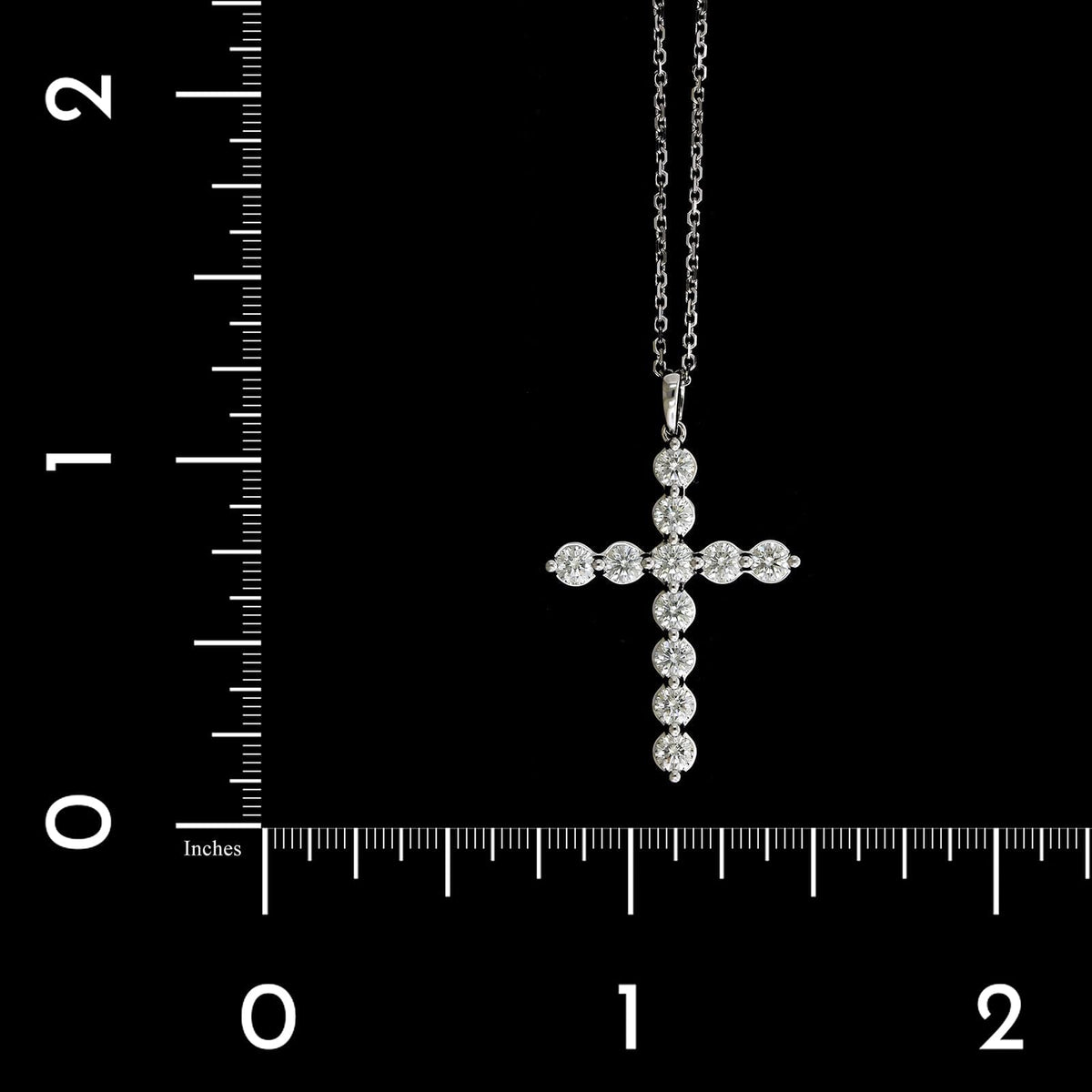 18K White Gold Estate Diamond Cross Pendant
