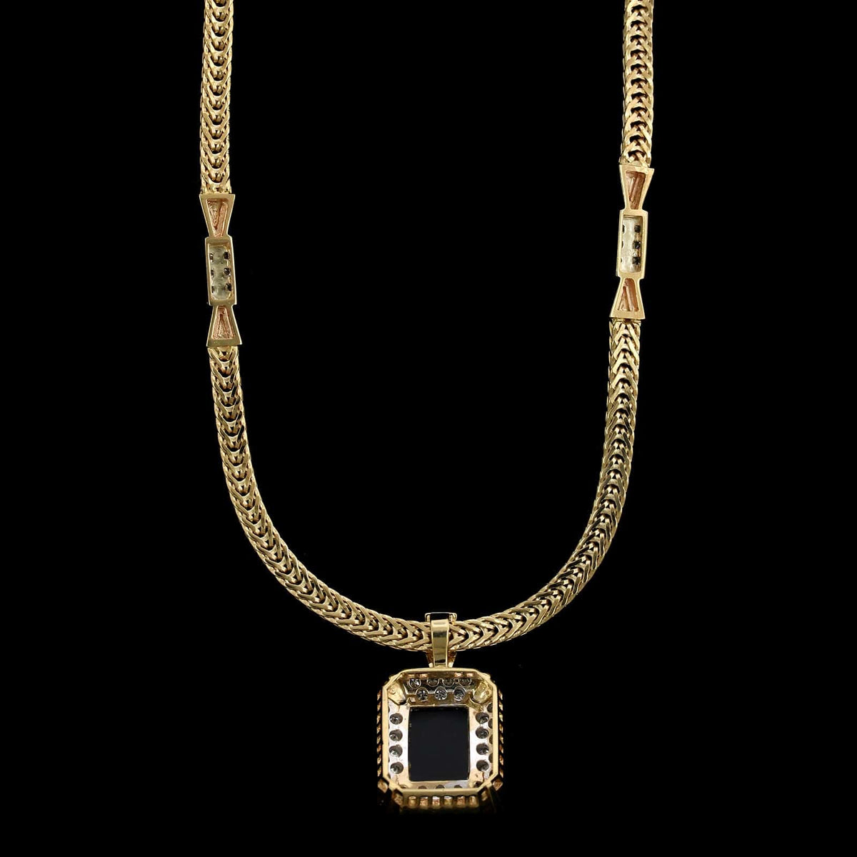 14K Yellow Gold Estate Onyx and Diamond Necklace