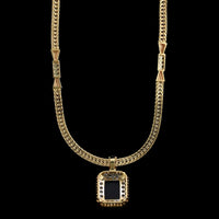 14K Yellow Gold Estate Onyx and Diamond Necklace