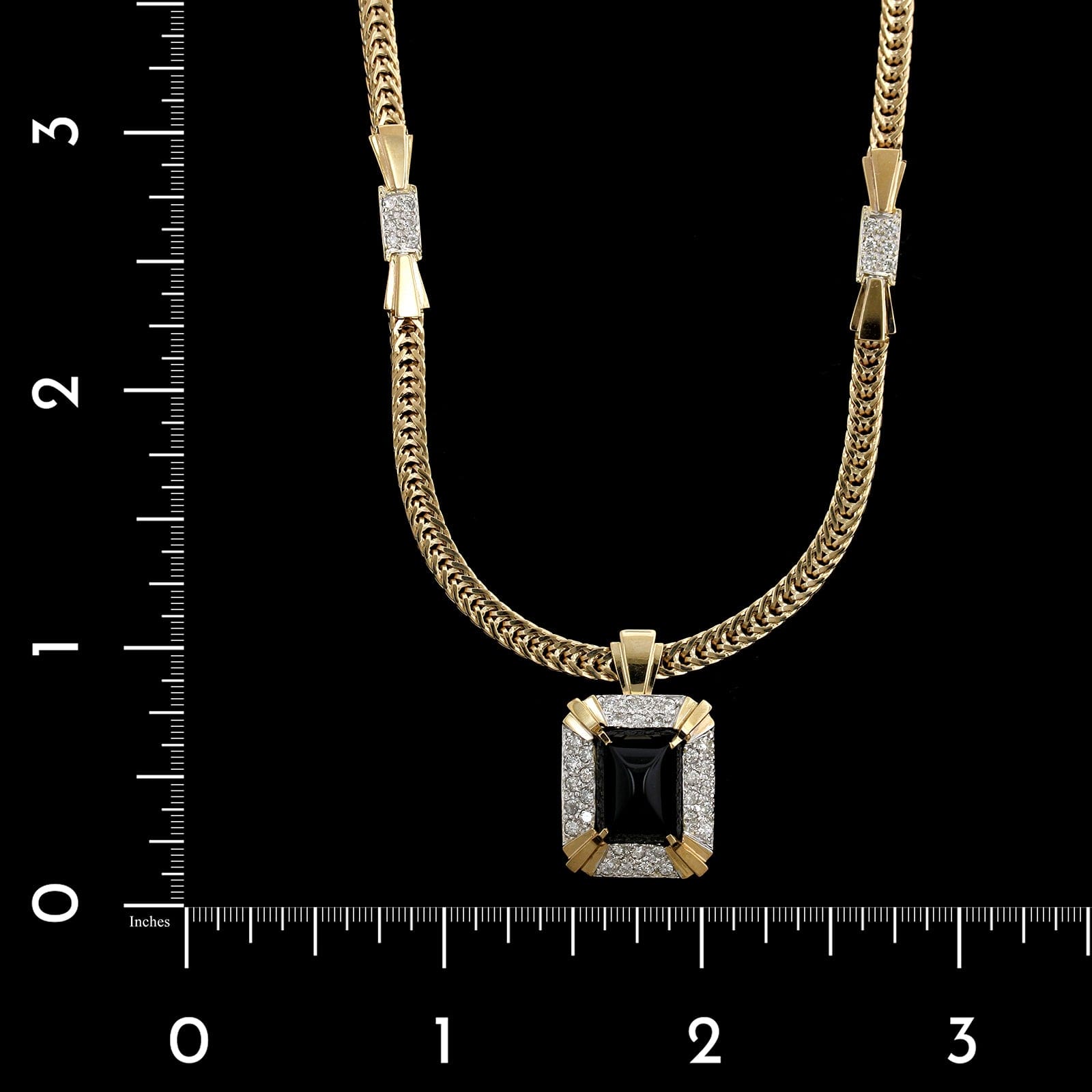 14K Yellow gold beaded necklace with onyx and garnet - Kitsinian Jewelers