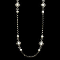 Konstantino Sterling Silver Estate Mother of Pearl and Cultured Freshwater Pearl Necklace