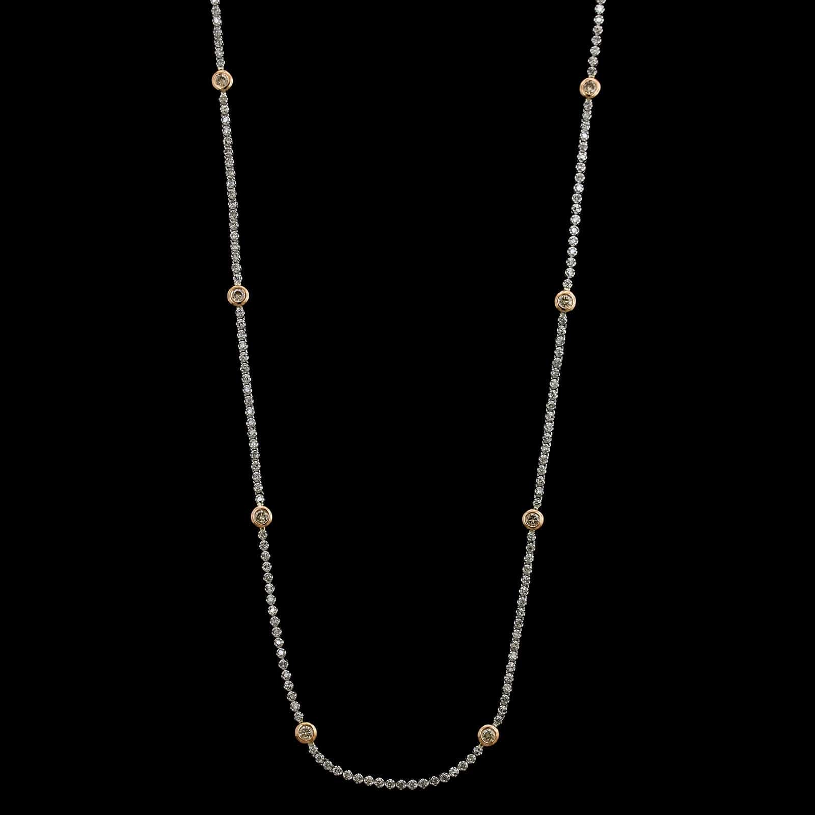 18K White and Rose Gold Estate Diamond Necklace