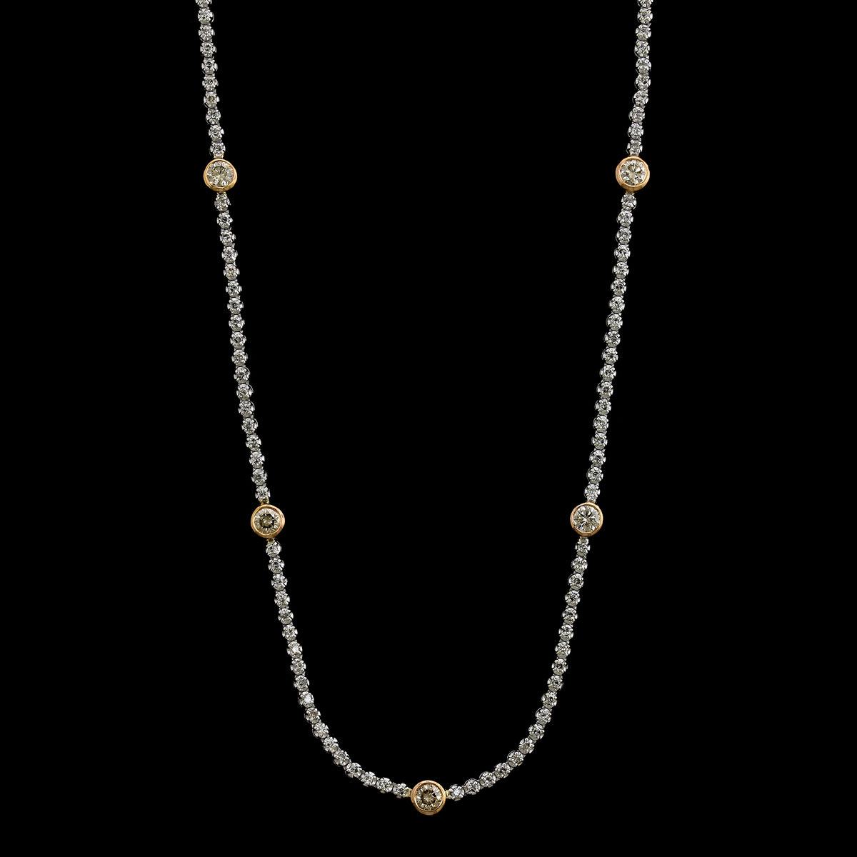 18K White and Rose Gold Estate Diamond Necklace