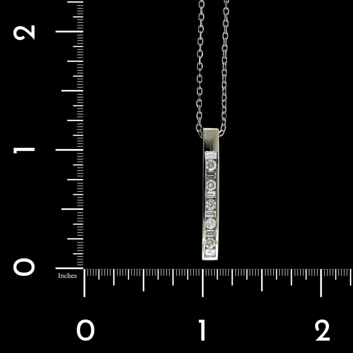 Platinum Estate Diamond Bar Pendant Necklace