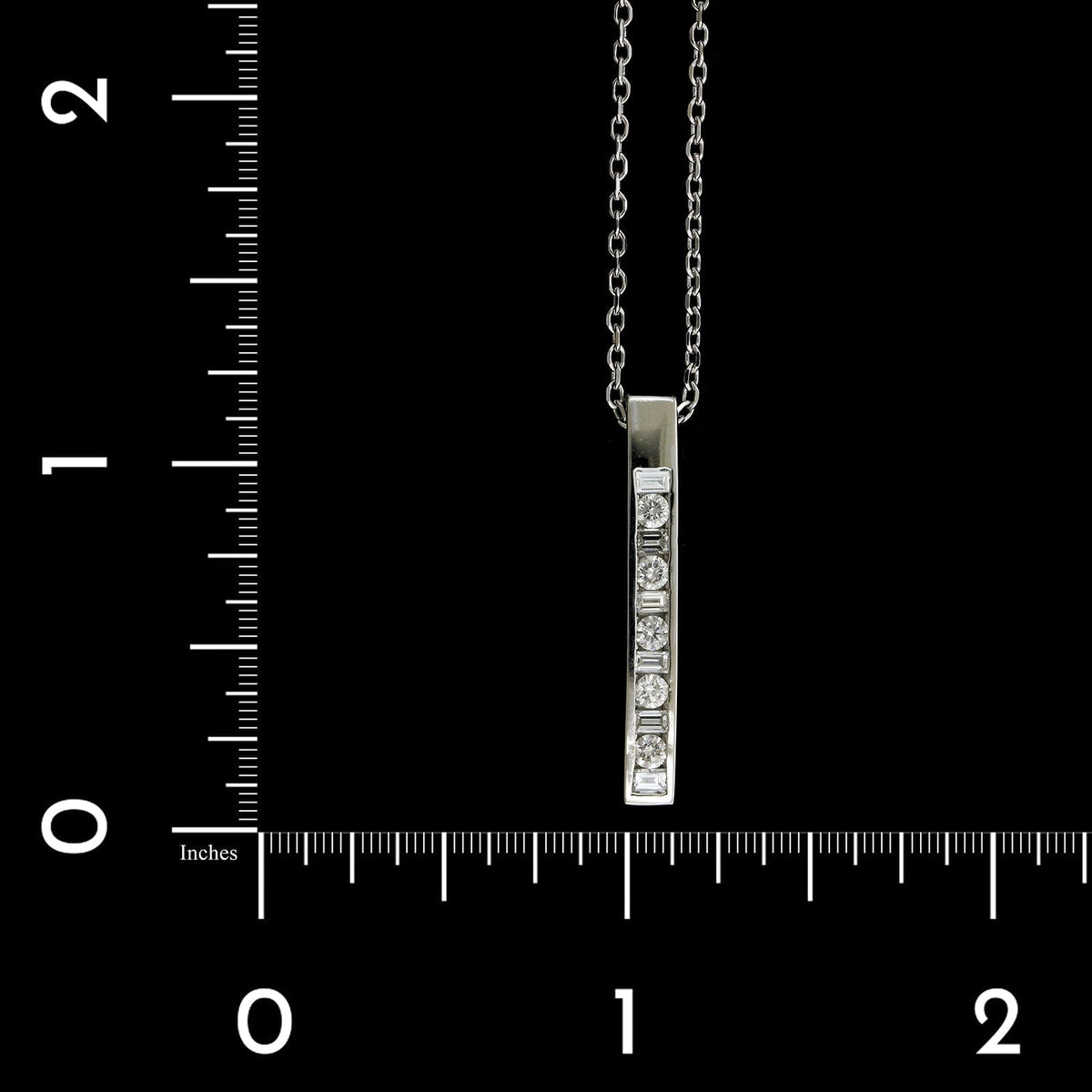 Platinum Estate Diamond Bar Pendant Necklace