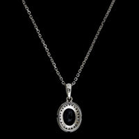 14K White Gold Estate Sapphire and Diamond Halo Pendant