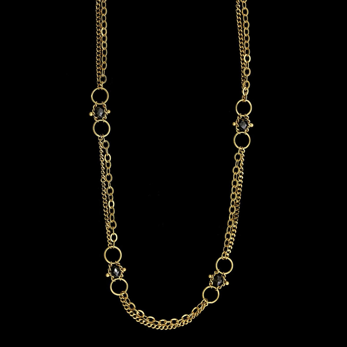 Amali 18K Yellow Gold Estate Black Diamond Whisper Chain Necklace