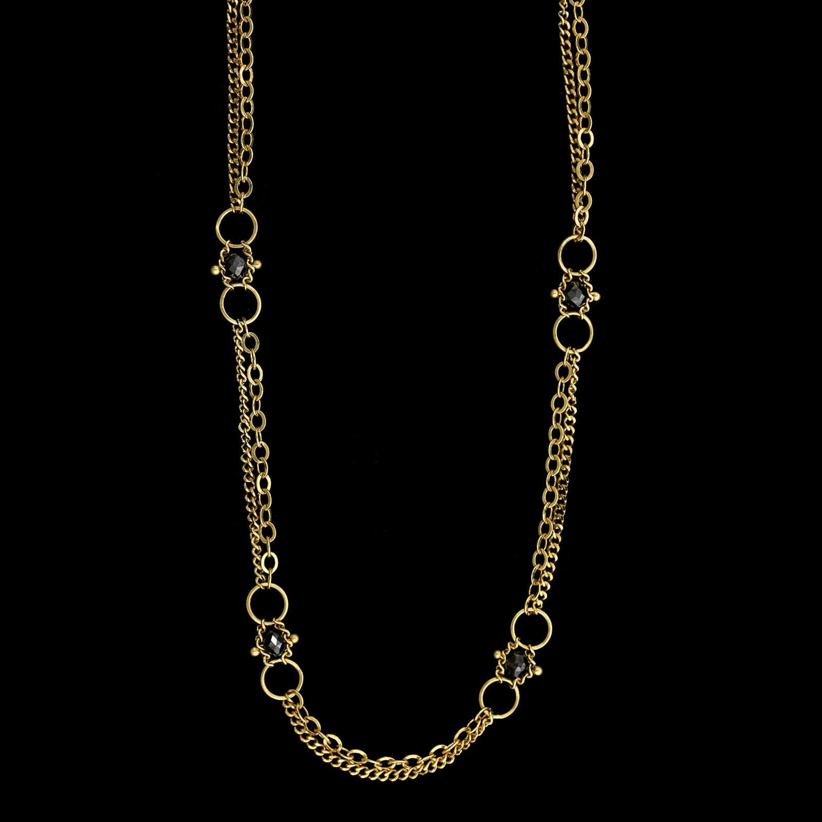 Amali 18K Yellow Gold Estate Black Diamond Whisper Chain Necklace