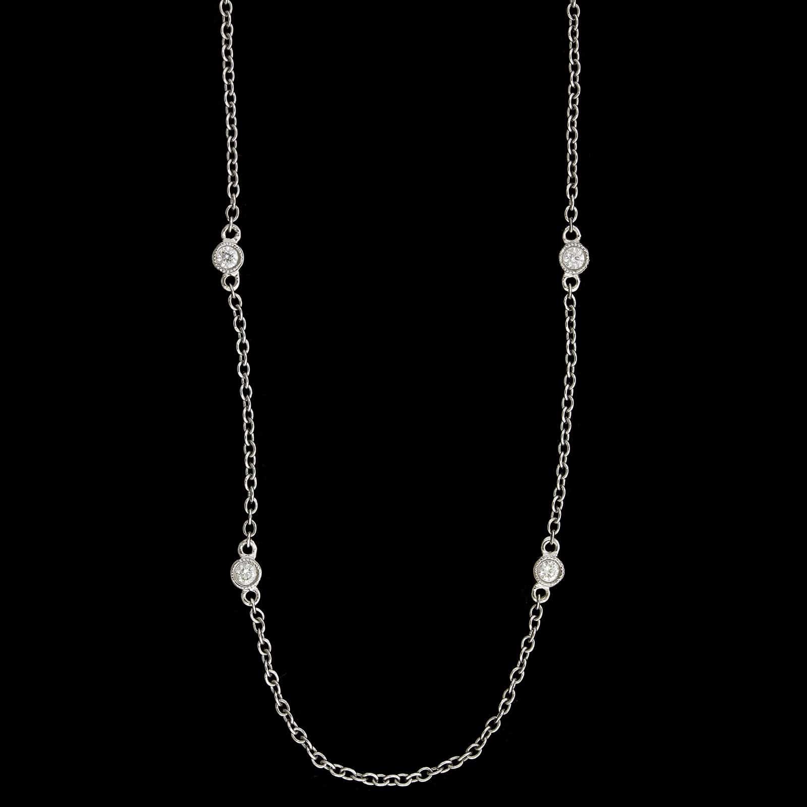 14K White Gold Estate Diamond Necklace