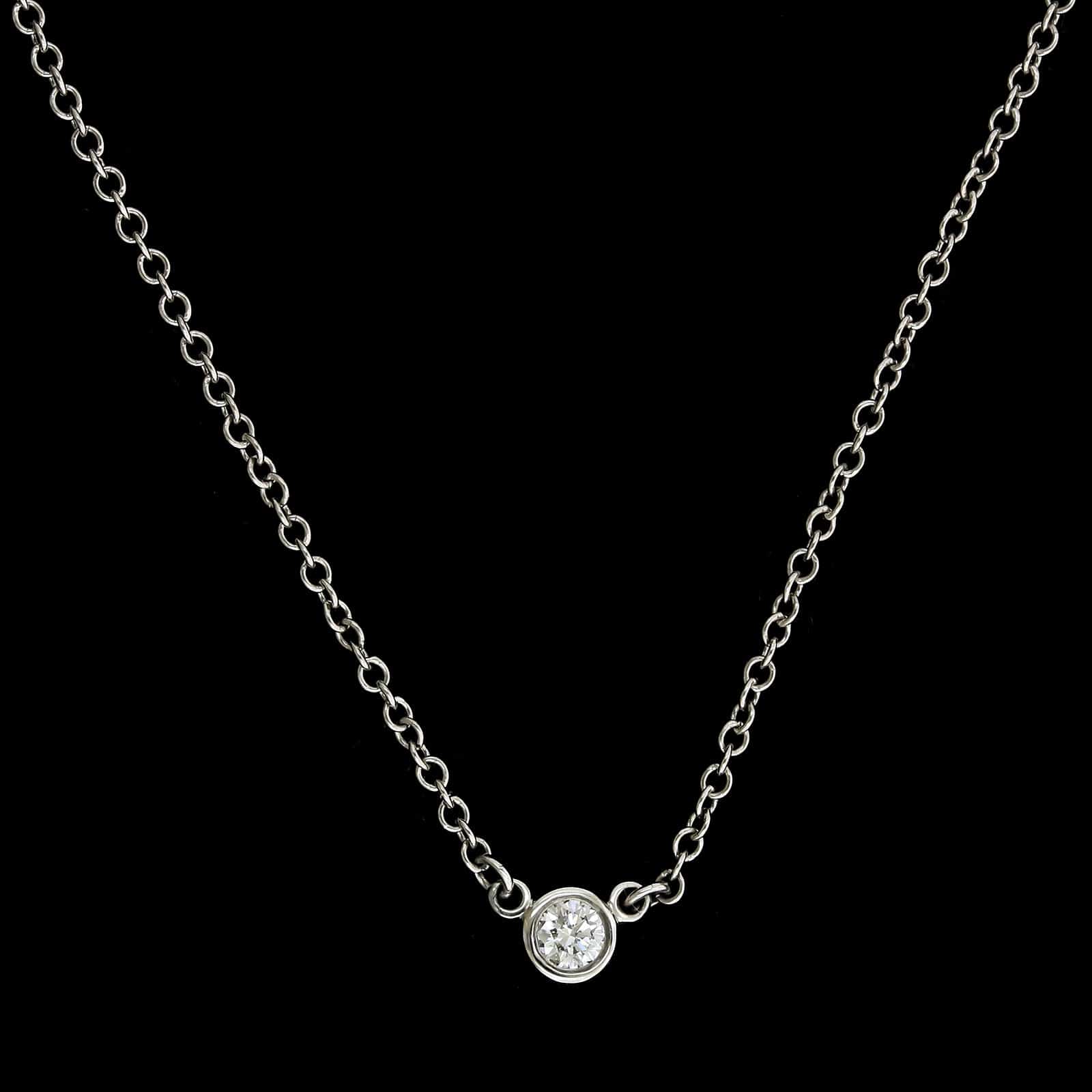 Tiffany & Co. Elsa Peretti Platinum Estate Diamond by the Yard Single Diamond Pendant