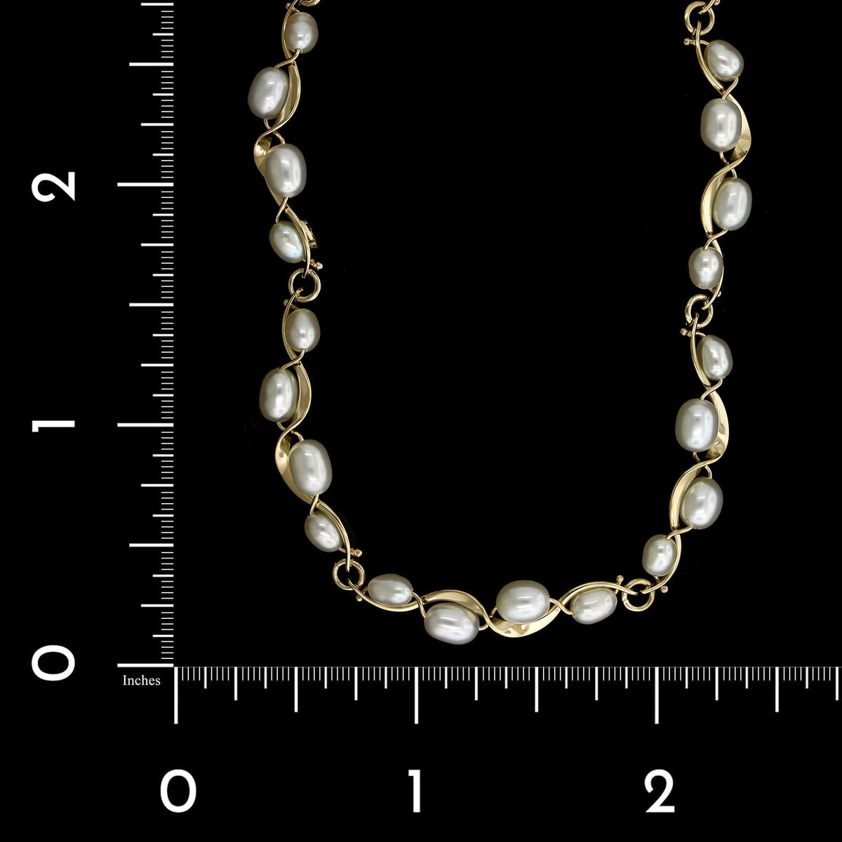 Tom Kruskal 14K Yellow Gold Estate Cultured Freshwater Pearl Ruffle Necklace