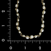 Tom Kruskal 14K Yellow Gold Estate Cultured Freshwater Pearl Ruffle Necklace