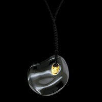 Tiffany & Co. Elsa Peretti 18K Yellow Gold Estate Black Jade Touchstone Pendant Necklace