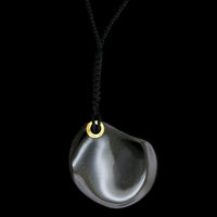 Tiffany & Co. Elsa Peretti 18K Yellow Gold Estate Black Jade Touchstone Pendant Necklace