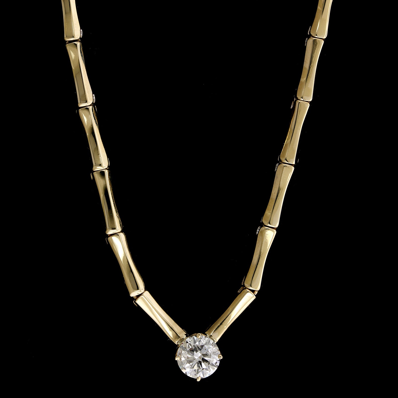 14K Yellow Gold Estate Diamond Solitaire Necklace
