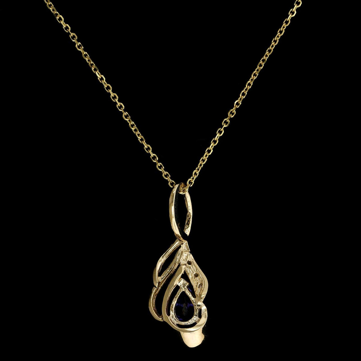 14K Yellow Gold Estate Tanzanite and Diamond Pendant