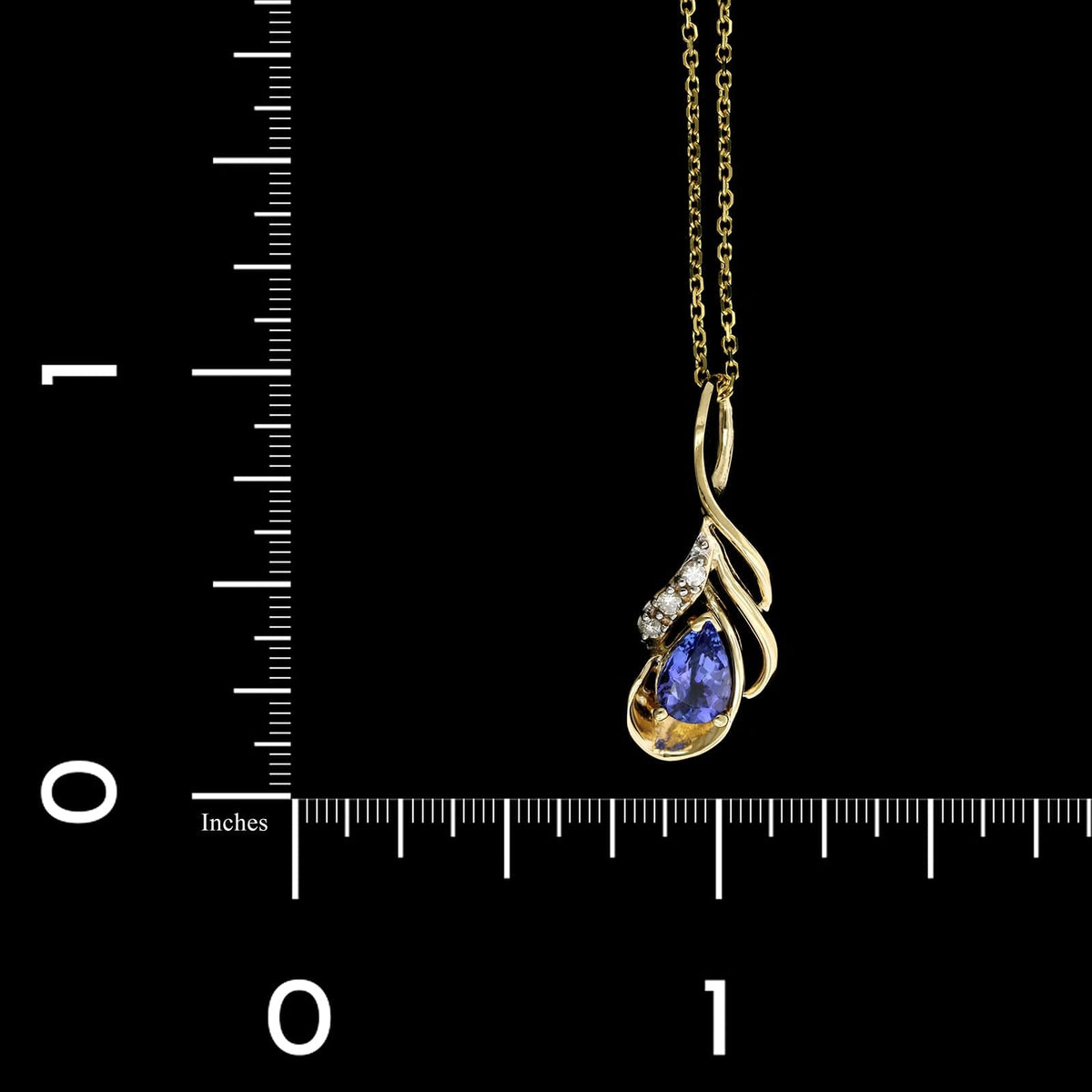 14K Yellow Gold Estate Tanzanite and Diamond Pendant