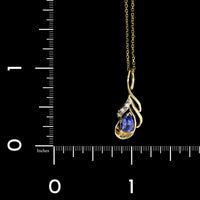 14K Yellow Gold Estate Tanzanite and Diamond Pendant