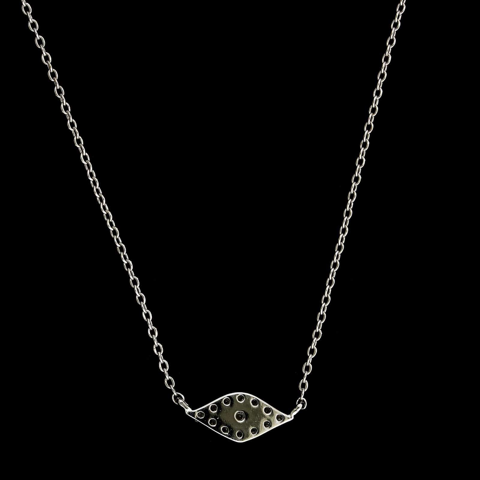 14K White Gold Estate Diamond Evil Eye Pendant