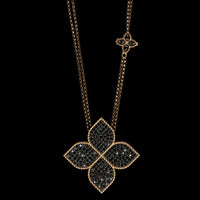 Roberto Coin 18K Rose Gold Estate Princess Flower Black Diamonds Pendant