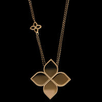 Roberto Coin 18K Rose Gold Estate Princess Flower Black Diamonds Pendant