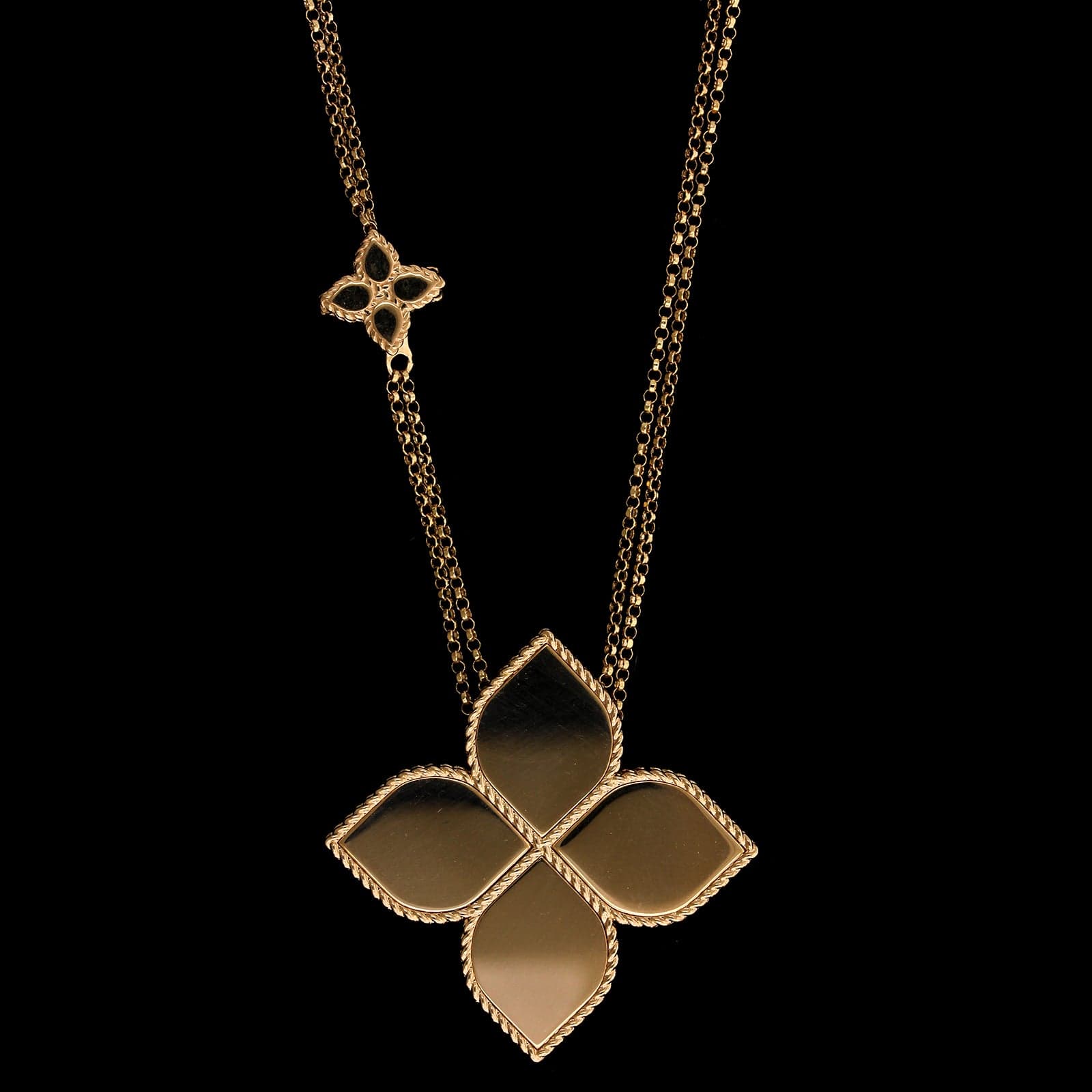 Roberto Coin 18K Rose Gold Estate Princess Flower Black Diamonds Pendant
