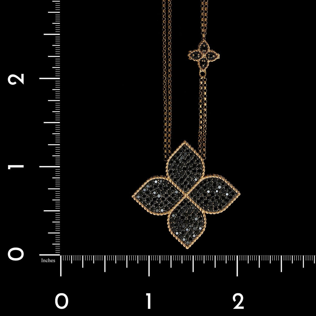 Roberto Coin 18K Rose Gold Estate Princess Flower Black Diamonds Pendant
