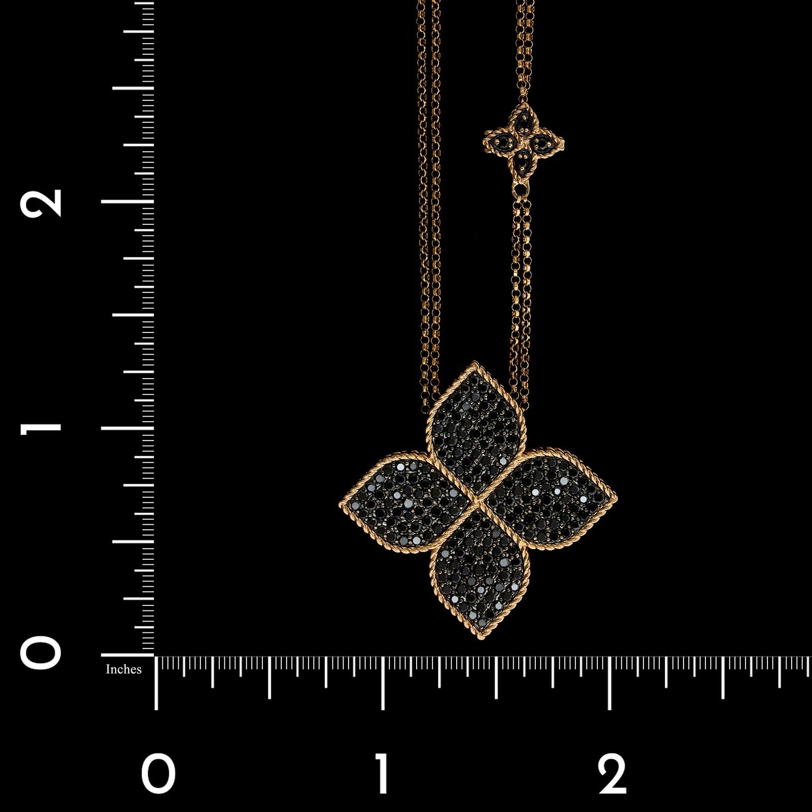 Roberto Coin 18K Rose Gold Estate Princess Flower Black Diamonds Pendant