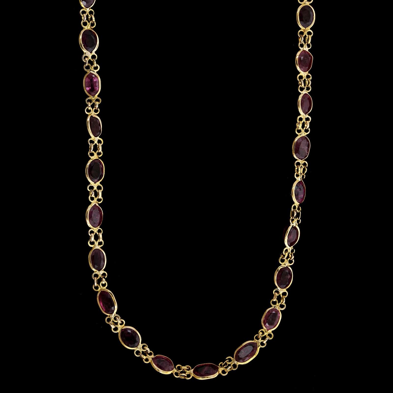 18K Yellow Gold Estate Ruby Necklace