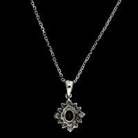 18K White Gold Estate Sapphire and Diamond Pendant