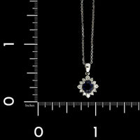 18K White Gold Estate Sapphire and Diamond Pendant