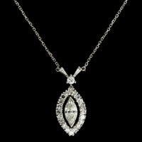 14K White Gold Estate Marquise Diamond Pendant